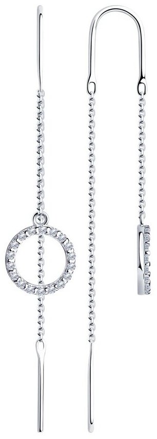 Серьги-цепочки Diamant 94-123-01496-1 вес 1.87 г серебро, фианит купить,NaN