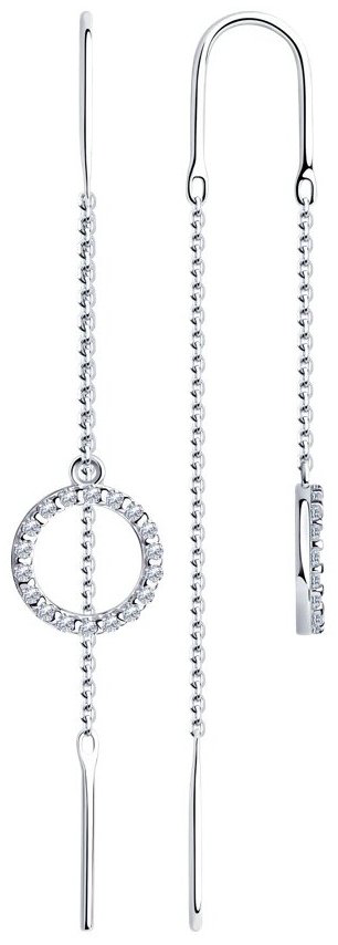 Серьги-цепочки Diamant 94-123-01496-1 вес 1.87 г серебро, фианит купить,NaN