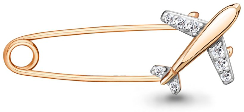 Булавка AQUAMARINE 77410А вес 1.2 г серебро, фианит купить,NaN