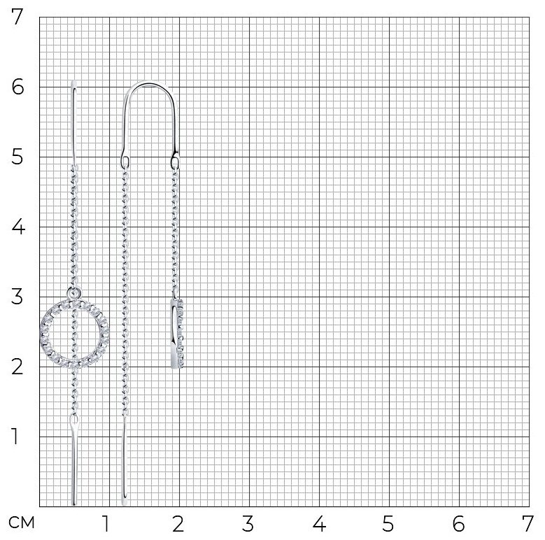 Серьги-цепочки Diamant 94-123-01496-1 вес 2.45 г серебро, фианит купить,NaN