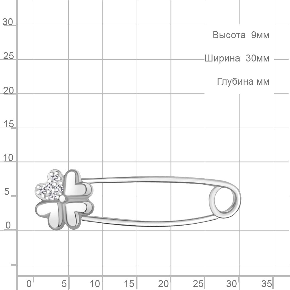 Булавка AQUAMARINE 77467А вес 0.98 г серебро, фианит купить,NaN