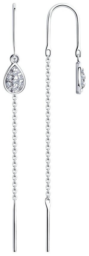 Серьги-цепочки Diamant 94-123-01497-1 вес 1.34 г серебро, фианит купить,NaN
