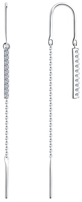 Серьги-цепочки Diamant 94-123-01502-1 вес 1.37 г серебро, фианит купить,NaN