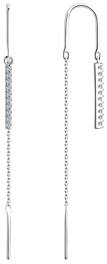 Серьги-цепочки Diamant 94-123-01502-1 вес 1.37 г серебро, фианит купить,NaN