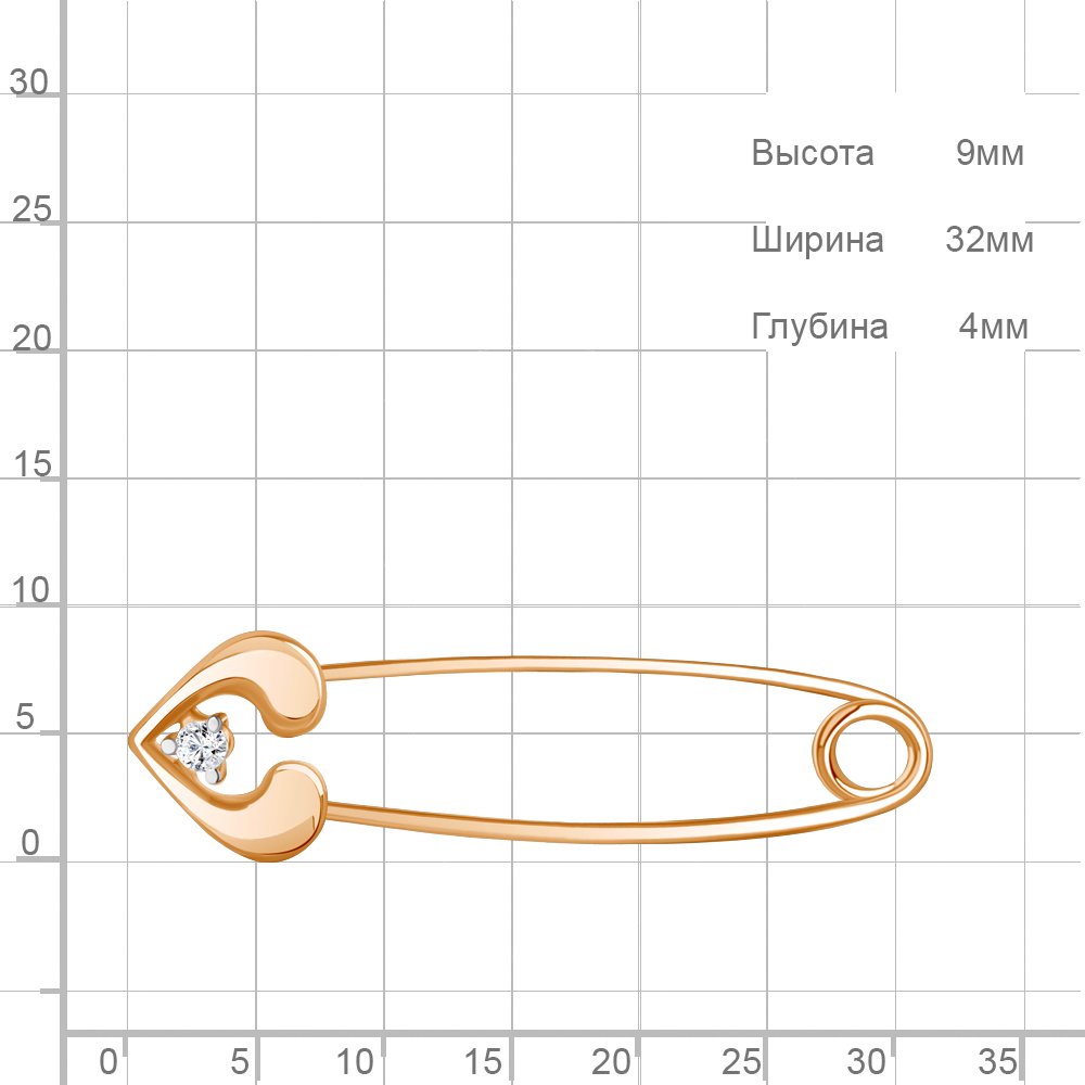 Булавка AQUAMARINE 77469А вес 0.79 г серебро, фианит купить,NaN