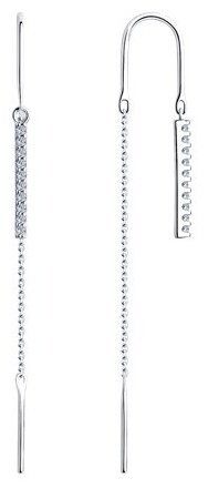 Серьги-цепочки Diamant 94-123-01502-1 вес 1.38 г серебро, фианит купить,NaN
