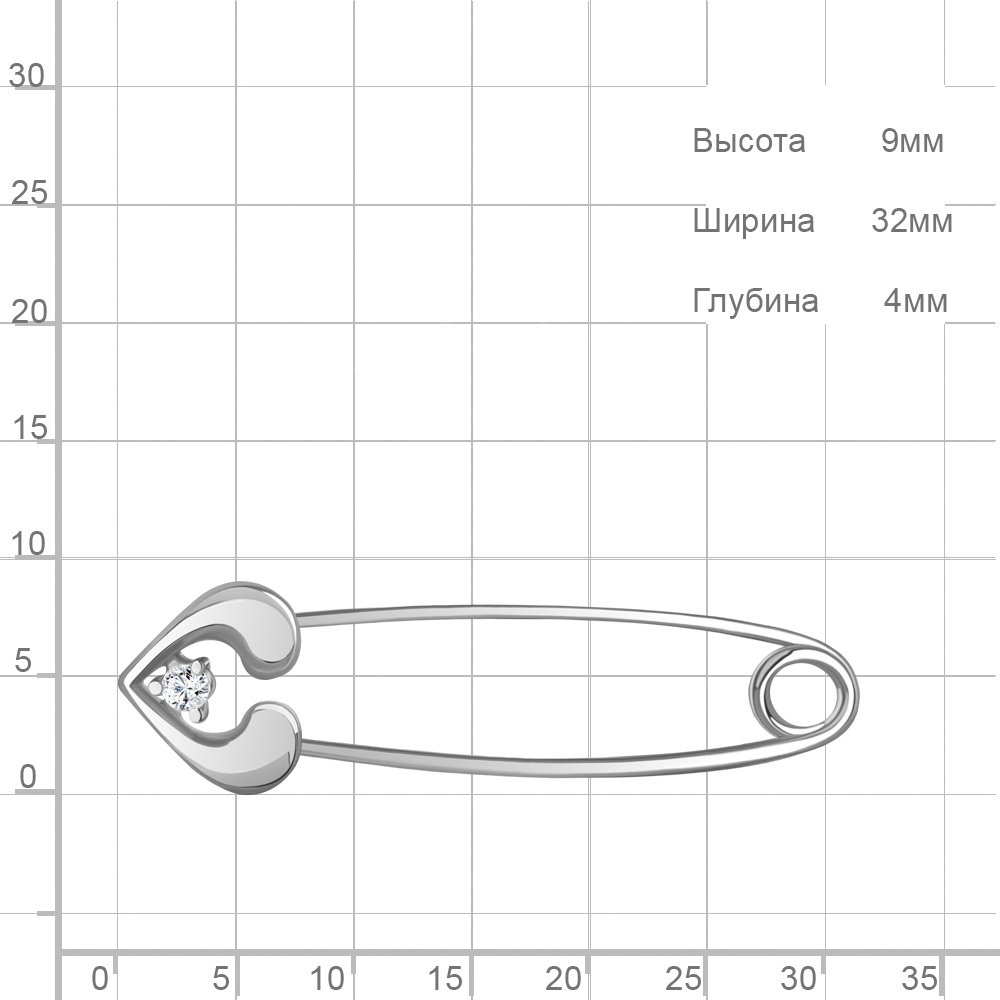 Булавка AQUAMARINE 77469А.5 вес 0.84 г серебро, фианит купить,NaN