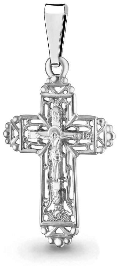 Крестик AQUAMARINE 11163.5 вес 1.38 г серебро, без вставок купить,NaN