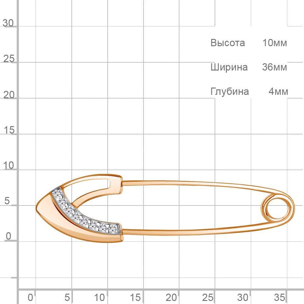 Булавка AQUAMARINE 77470 вес 0.96 г серебро, фианит купить,NaN