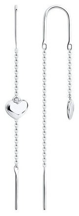 Серьги-цепочки Diamant 94-123-01504-1 вес 1.15 г серебро, без вставок купить,NaN