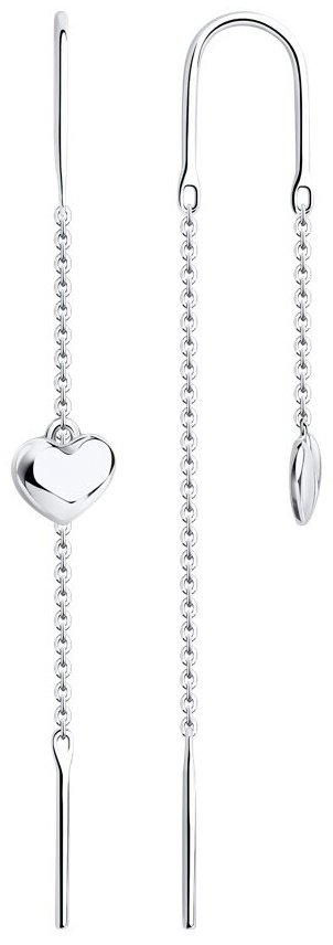 Серьги-цепочки Diamant 94-123-01504-1 вес 1.16 г серебро, без вставок купить,NaN