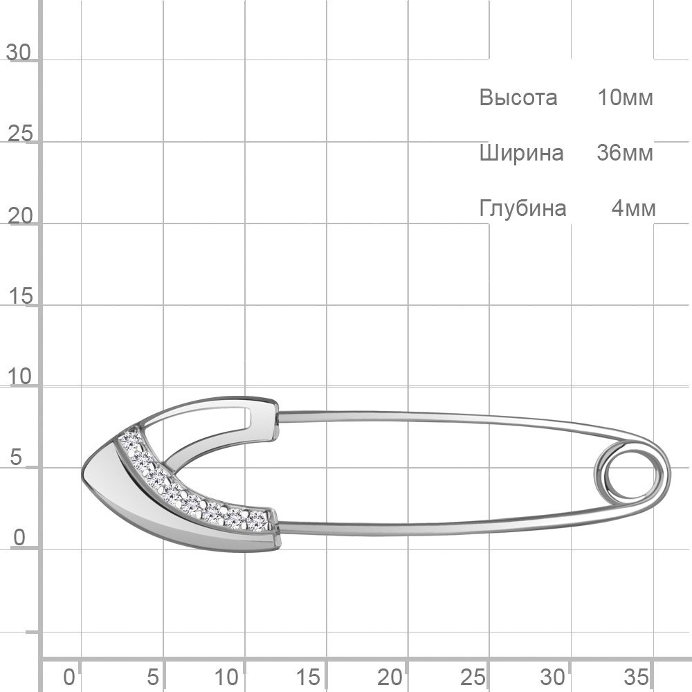 Булавка AQUAMARINE 77470А.5 вес 0.96 г серебро, фианит купить,NaN