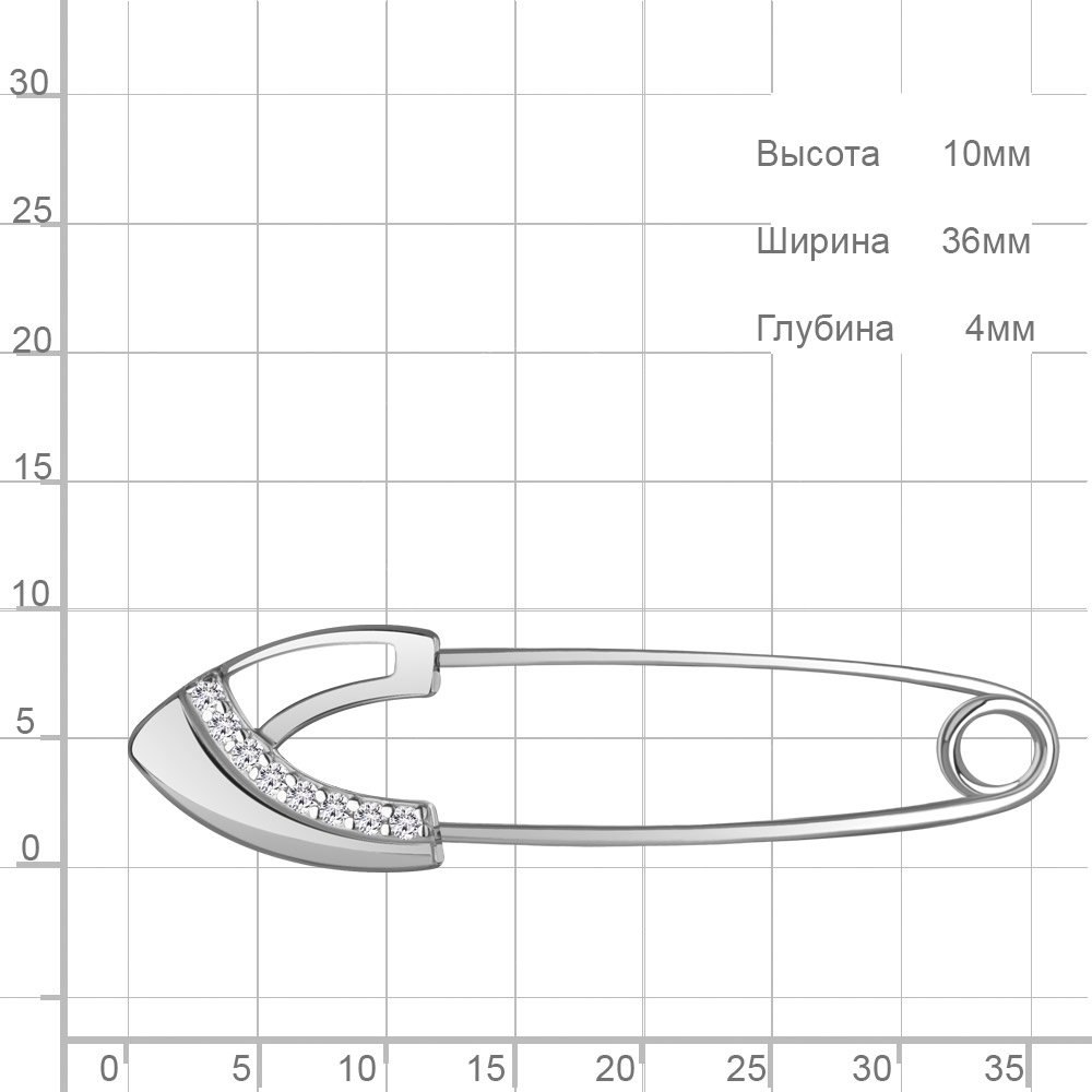 Булавка AQUAMARINE 77470А.5 вес 0.96 г серебро, фианит купить,NaN