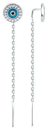 Серьги-цепочки Diamant 94-123-02227-1 вес 1.75 г серебро, эмаль купить,NaN