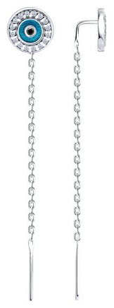 Серьги-цепочки Diamant 94-123-02227-1 вес 1.75 г серебро, эмаль купить,NaN