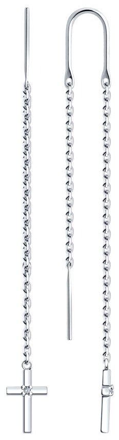 Серьги-цепочки Diamant 94-223-02637-1 вес 1.59 г серебро, бриллиант купить,NaN