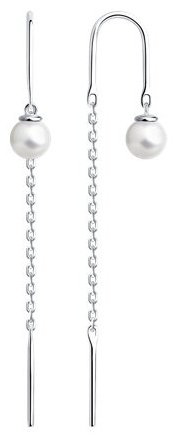 Серьги-цепочки Diamant 94-323-01495-1 вес 1.27 г серебро, жемчуг купить,NaN