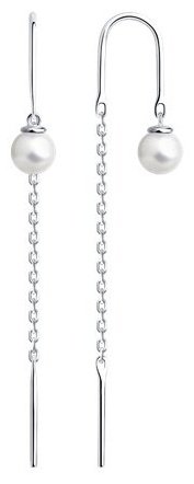 Серьги-цепочки Diamant 94-323-01495-1 вес 1.35 г серебро, жемчуг купить,NaN