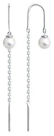 Серьги-цепочки Diamant 94-323-01495-1 вес 1.35 г серебро, жемчуг купить,NaN