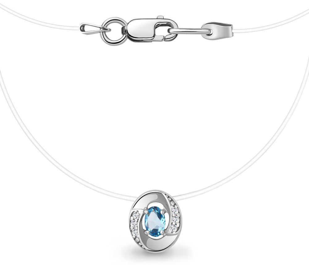 Колье AQUAMARINE 7366505A.5 длина 40 см вес 1.36 г серебро, фианит, топаз купить,NaN