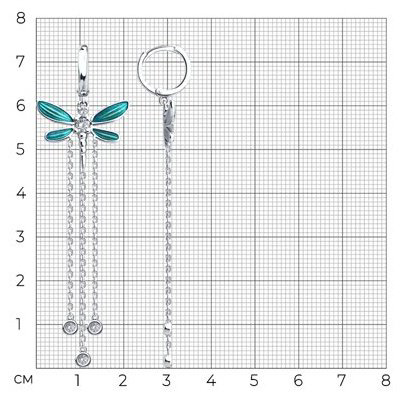 Серьги-цепочки Diamant D94-121-02245-1_s вес 5.98 г серебро, фианит, эмаль купить,NaN