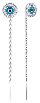 Серьги-цепочки Diamant D94-123-02227-1_s вес 1.72 г серебро, фианит, эмаль купить,NaN
