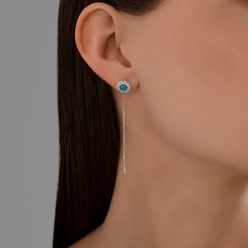 Серьги-цепочки Diamant D94-123-02227-1_s вес 1.72 г серебро, фианит, эмаль купить,NaN