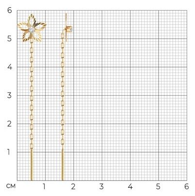 Серьги-цепочки SOKOLOV 022668-4 вес 0.62 г золото, фианит купить,NaN