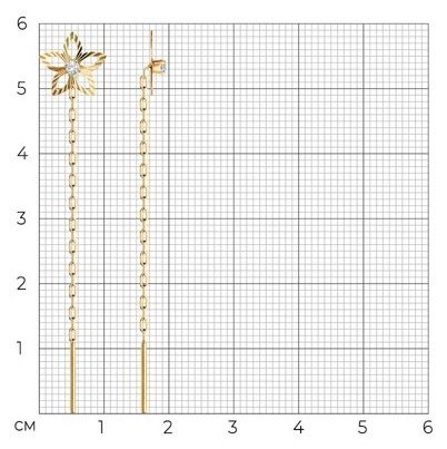 Серьги-цепочки SOKOLOV 022668-4 вес 0.62 г золото, фианит купить,NaN
