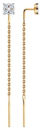 Серьги-цепочки SOKOLOV 51-123-00431-1 вес 1.14 г золото, фианит купить,NaN