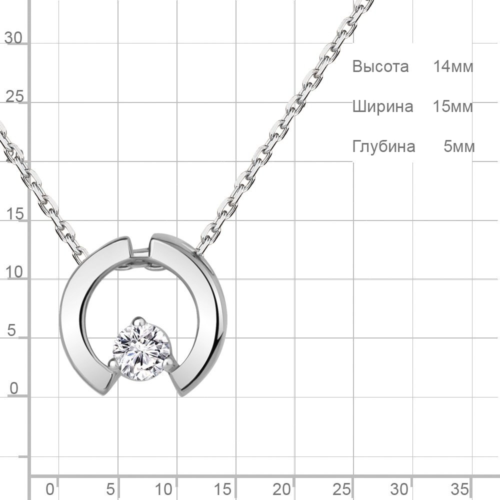 Колье AQUAMARINE 73698А длина 40 см вес 4.55 г серебро, фианит купить,NaN