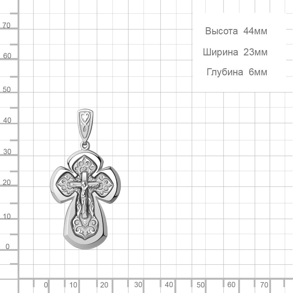 Крестик AQUAMARINE 11865 вес 3.45 г серебро, без вставок купить,NaN