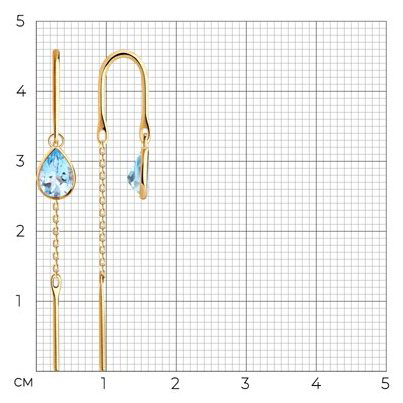 Серьги-цепочки SOKOLOV 727513 вес 1.24 г золото, топаз купить,NaN