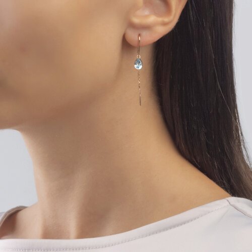 Серьги-цепочки SOKOLOV 727513 вес 1.24 г золото, топаз купить,NaN