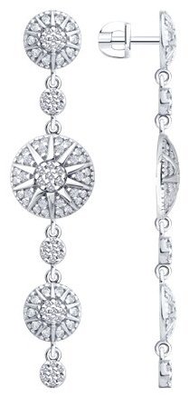 Серьги SOKOLOV 94027149 вес 6.76 г серебро, фианит купить,NaN