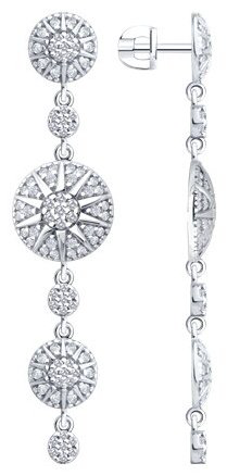 Серьги SOKOLOV 94027149 вес 6.76 г серебро, фианит купить,NaN