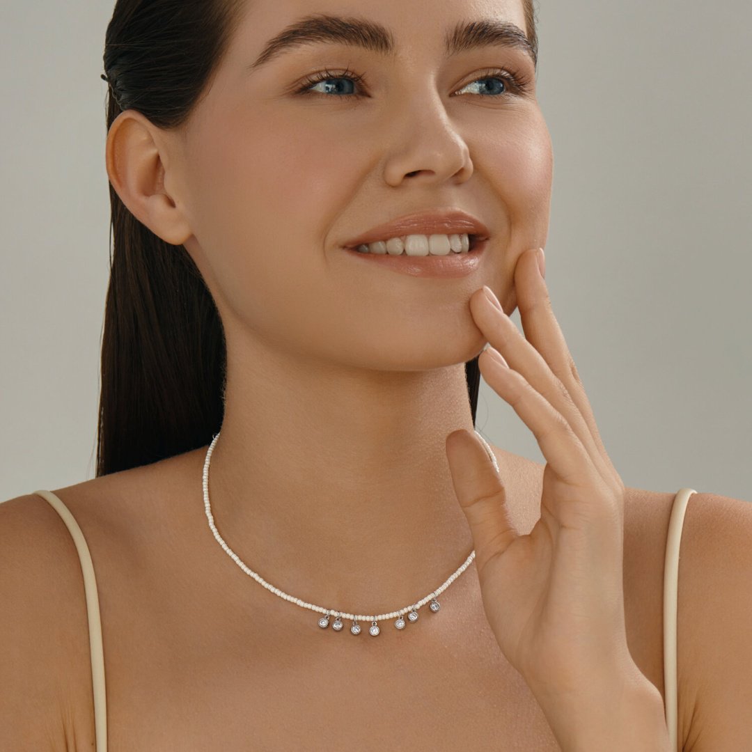 Колье SOKOLOV 94071066 длина 40 см вес 2.19 г серебро, жемчуг, фианит купить,NaN