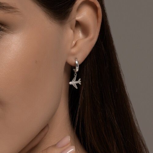 Серьги SOKOLOV 94026703 Самолет вес 2.55 г серебро, фианит купить,NaN