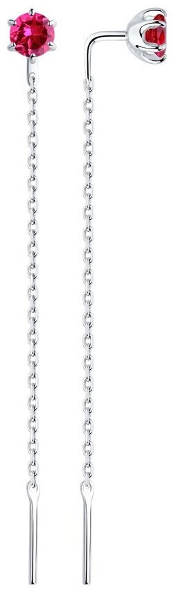 Серьги-цепочки SOKOLOV 84020034 вес 1.5 г серебро, корунд купить,NaN