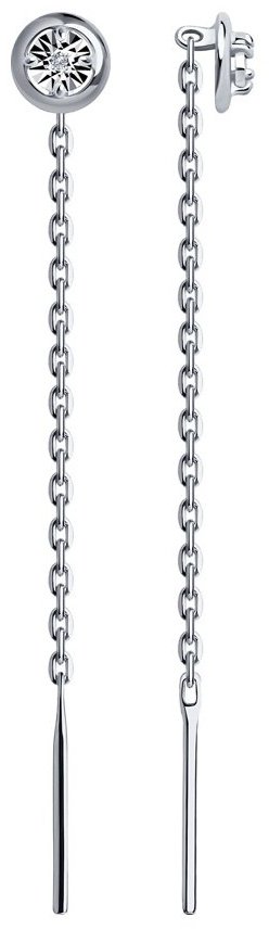 Серьги-цепочки SOKOLOV 87020057 вес 0.85 г серебро, бриллиант купить,NaN