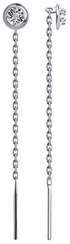 Серьги-цепочки SOKOLOV 87020057 вес 0.85 г серебро, бриллиант купить,NaN