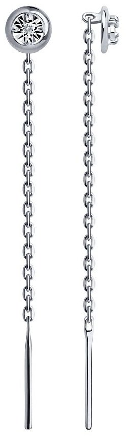 Серьги-цепочки SOKOLOV 87020057-sk225 вес 0.85 г серебро, бриллиант купить,NaN
