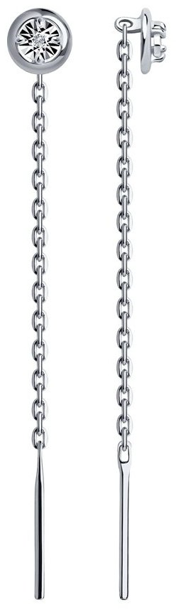 Серьги-цепочки SOKOLOV 87020057-sk225 вес 0.85 г серебро, бриллиант купить,NaN