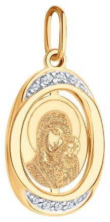 Икона Diamant А51-132-02855-4Д вес 1.58 г золото, фианит купить,NaN