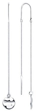 Серьги-цепочки SOKOLOV 87020086 вес 1.94 г серебро, бриллиант купить,NaN