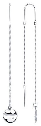 Серьги-цепочки SOKOLOV 87020086 вес 1.94 г серебро, бриллиант купить,NaN