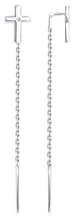 Серьги-цепочки SOKOLOV 87020097 вес 1.14 г серебро, бриллиант купить,NaN