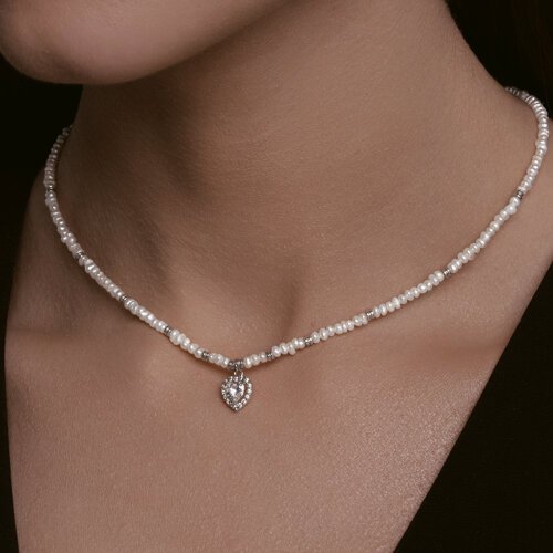 Колье SOKOLOV 94071070 длина 35 см вес 6.61 г серебро, жемчуг, фианит купить,NaN