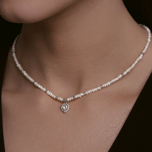 Колье SOKOLOV 94071070 длина 35 см вес 6.61 г серебро, жемчуг, фианит купить,NaN