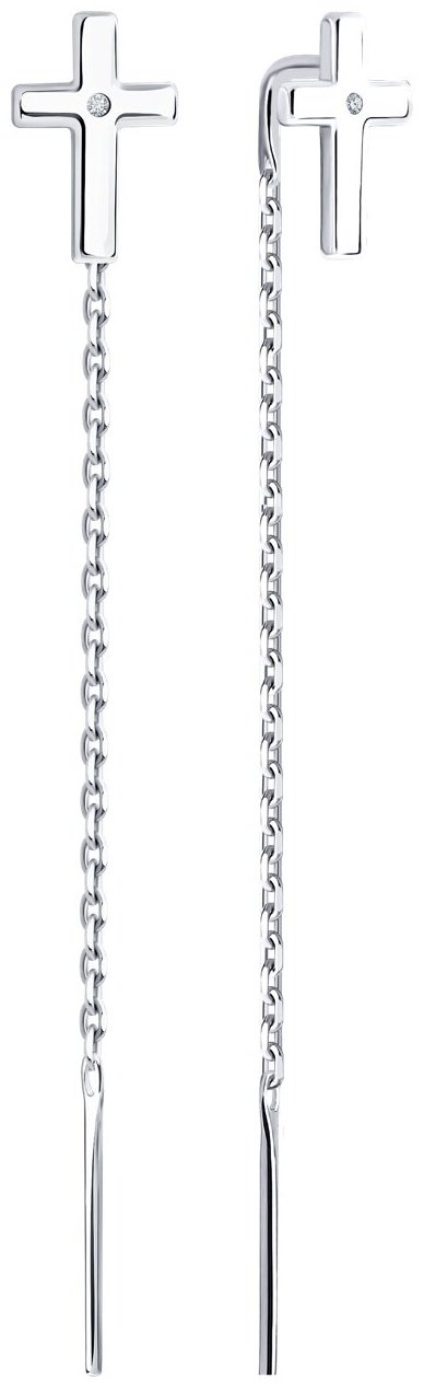 Серьги-цепочки SOKOLOV 87020097 вес 1.2 г серебро, бриллиант купить,NaN